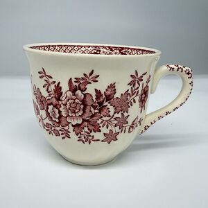 Vtg Mason’s Stratford England Red Transferware Floral Cup Mug Ironstone 3”